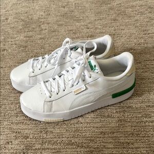 Puma White Sneakers with Green Highlights